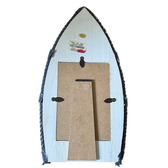 Nautical Boat Shaped Picture Photo Frame Coastal Decor Anchors Oars Distressed - Picture 3 of 5